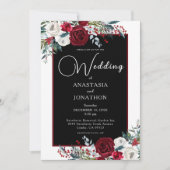 エレガントクリスマスフローラバラホリ結婚ーズ 招待状 (正面)