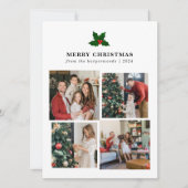 エレガントクリスマスフローラファミリーフォトコラージュ シーズンカード (正面)
