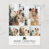 エレガントクリスマスフローラファミリーフォトコラージュ シーズンポストカード (正面)