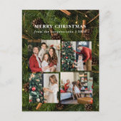 エレガントクリスマスフローラファミリーフォトコラージュ シーズンポストカード (正面)