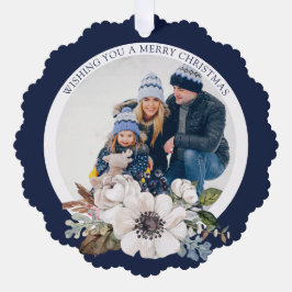 エレガントクリスマスフローラフォト紙オーナメントカード オーナメントカード