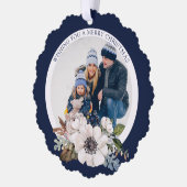 エレガントクリスマスフローラフォト紙オーナメントカード オーナメントカード (左)