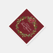 エレガントクリスマスフローラホリーリース スタンダードカクテルナプキン (角)
