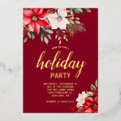 エレガントクリスマスフローラポインセチア 箔招待状 (正面)