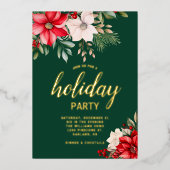 エレガントクリスマスフローラポインセチア 箔招待状 (正面)