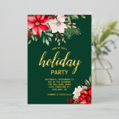 エレガントクリスマスフローラポインセチア 箔招待状 (立ち正面)
