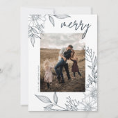 エレガントクリスマスフローラメリーブルー写真 シーズンカード (正面)