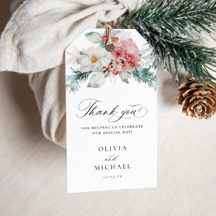 エレガントクリスマスフローラ冬の結婚式 ギフトタグ