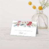 エレガントクリスマスフローラ冬の結婚式 プレイスカード (正面)