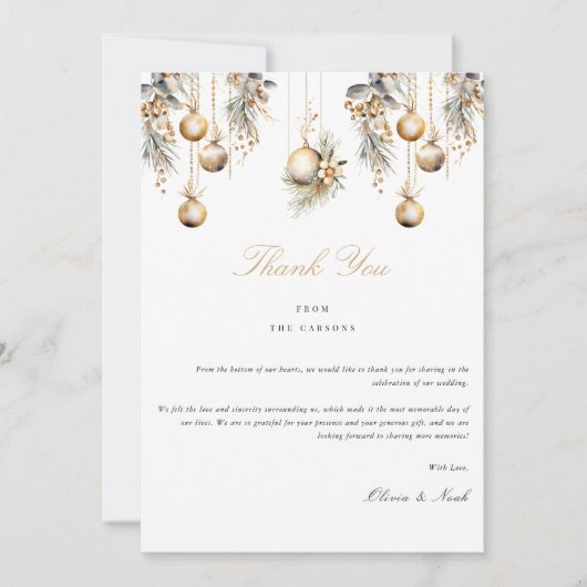 エレガントクリスマスフローラ冬サンキューカード サンキューカード (正面)