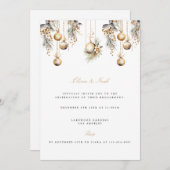 エレガントクリスマスフローラ婚約招待状 招待状 (正面/裏面)