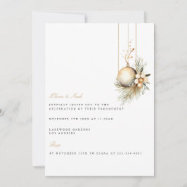 エレガントクリスマスフローラ婚約招待状 招待状