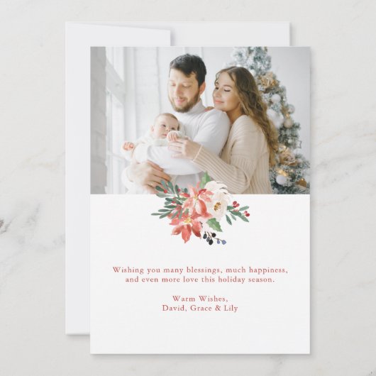 エレガントクリスマスフローラ植物写真カード (裏面)