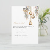 エレガントクリスマスフローラ結婚式招待状カード 招待状 (スタンド正面)