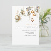 エレガントクリスマスフローラ結婚式招待状カード 招待状 (スタンド正面)