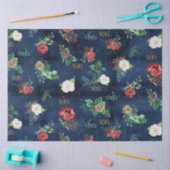 エレガントクリスマスフローラwノエル金ゴールドネイビーウッド 薄葉紙 (クラフト)