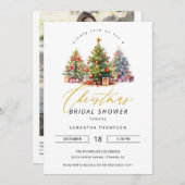 エレガントクリスマスブライダルシャワーQRコード写真 招待状 (正面/裏面)