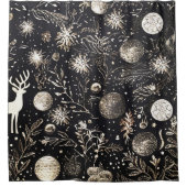 エレガントクリスマスブラックモダンフェスティバル シャワーカーテン (正面)