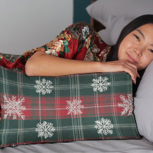 エレガントクリスマスプレッドレッドとグリーンの雪 ランバークッション