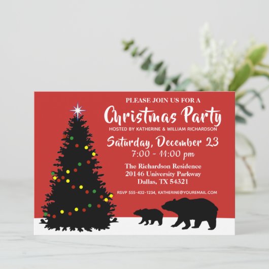 エレガントクリスマスベアーズホリデーパーティー 招待状 (スタンド正面)