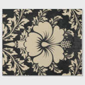 エレガントクリスマスベージュエレガントダマスク ラッピングペーパー (フラット)