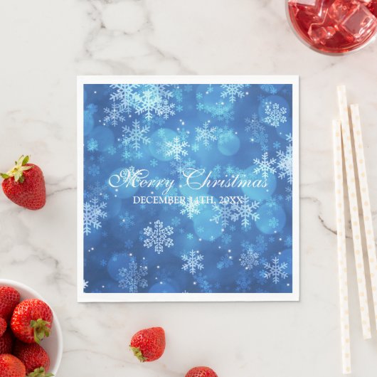 エレガントクリスマスホリデーススパークルブルー スタンダードランチョンナプキン (インサイチュ)