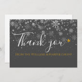 エレガントクリスマスホリデースノーフレーク サンキューカード (正面/裏面)