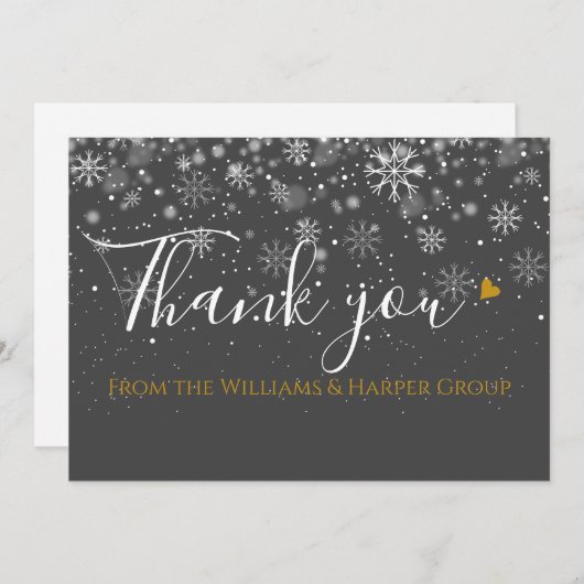 エレガントクリスマスホリデースノーフレーク サンキューカード (正面/裏面)