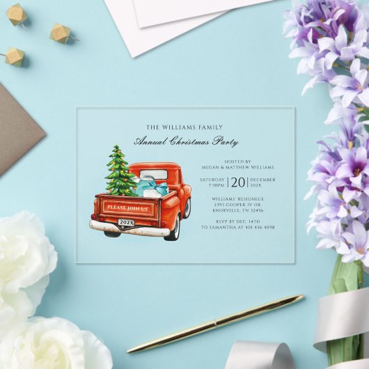 エレガントクリスマスホリデーズファミリーパーティー アクリル招待状 (インサイチュ (ウェディング))