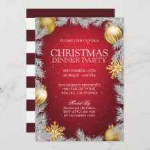 エレガントクリスマスホリデーディナーパーティの招待状