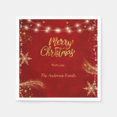 エレガントクリスマスホリデーパーティレッド スタンダードカクテルナプキン (正面)