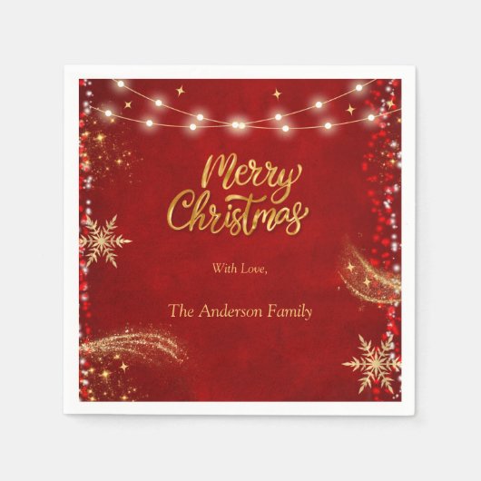 エレガントクリスマスホリデーパーティレッド スタンダードカクテルナプキン (正面)