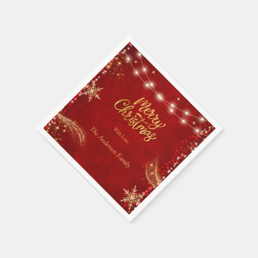 エレガントクリスマスホリデーパーティレッド スタンダードカクテルナプキン (角)