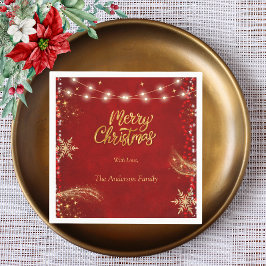 エレガントクリスマスホリデーパーティレッド スタンダードカクテルナプキン