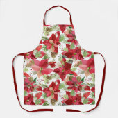 エレガントクリスマスホリデーポインセチアパインコーン エプロン (正面)