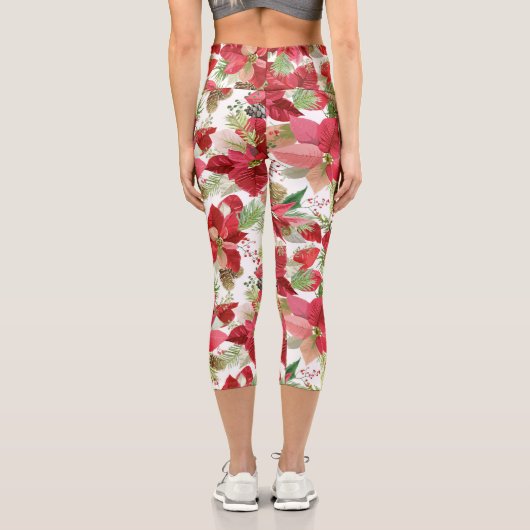 エレガントクリスマスホリデーポインセチアパインコーン カプリレギンス (裏面)