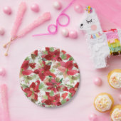 エレガントクリスマスホリデーポインセチアパインコーン ペーパープレート (パーティー)