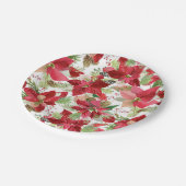 エレガントクリスマスホリデーポインセチアパインコーン ペーパープレート (アングル)
