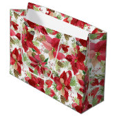 エレガントクリスマスホリデーポインセチアパインコーン ラージペーパーバッグ (正面アングル)