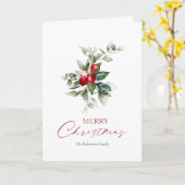 エレガントクリスマスホリーカード カード (黄色い花)