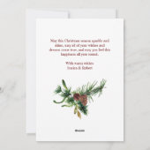 エレガントクリスマスホリーパイン写真ホリデーカード シーズンカード (裏面)