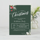 エレガントクリスマスホリーベリーグリーン招待状 招待状 (スタンド正面)