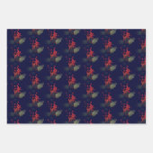 エレガントクリスマスホリーベリーユーカリプトゥスレッド金ゴールド ラッピングペーパーシート (正面3)