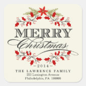 エレガントクリスマスホリーリースススススススクエアステッカー スクエアシール (正面)