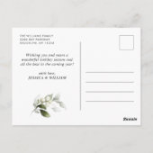 エレガントクリスマスホリーリースホリデーグリーティング ポストカード (裏面)