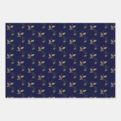 エレガントクリスマスホリー金ゴールドグリーンレッドベリー ラッピングペーパーシート (正面3)