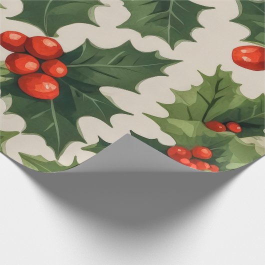 エレガントクリスマスホリ離れーのギフト ラッピングペーパー (角)