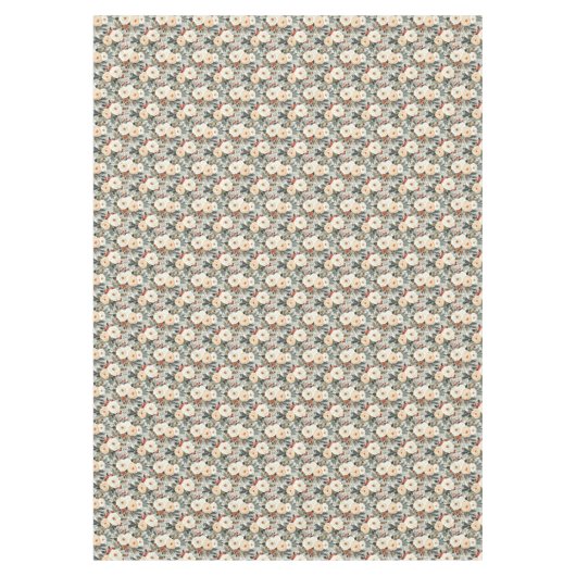 エレガントクリスマスホワイトローズ&レッドウィンターベリー テーブルクロス (正面)