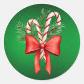 エレガントクリスマスボタニカルレッド&グリーン ラウンドシール (正面)
