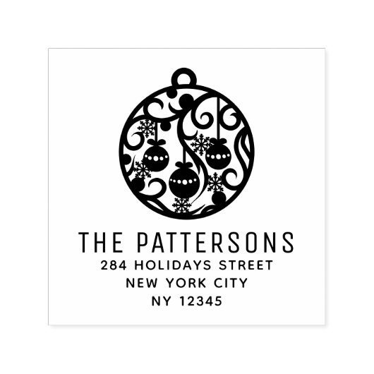 エレガントクリスマスボーブル名差出人住所 セルフインキングスタンプ (デザイン)